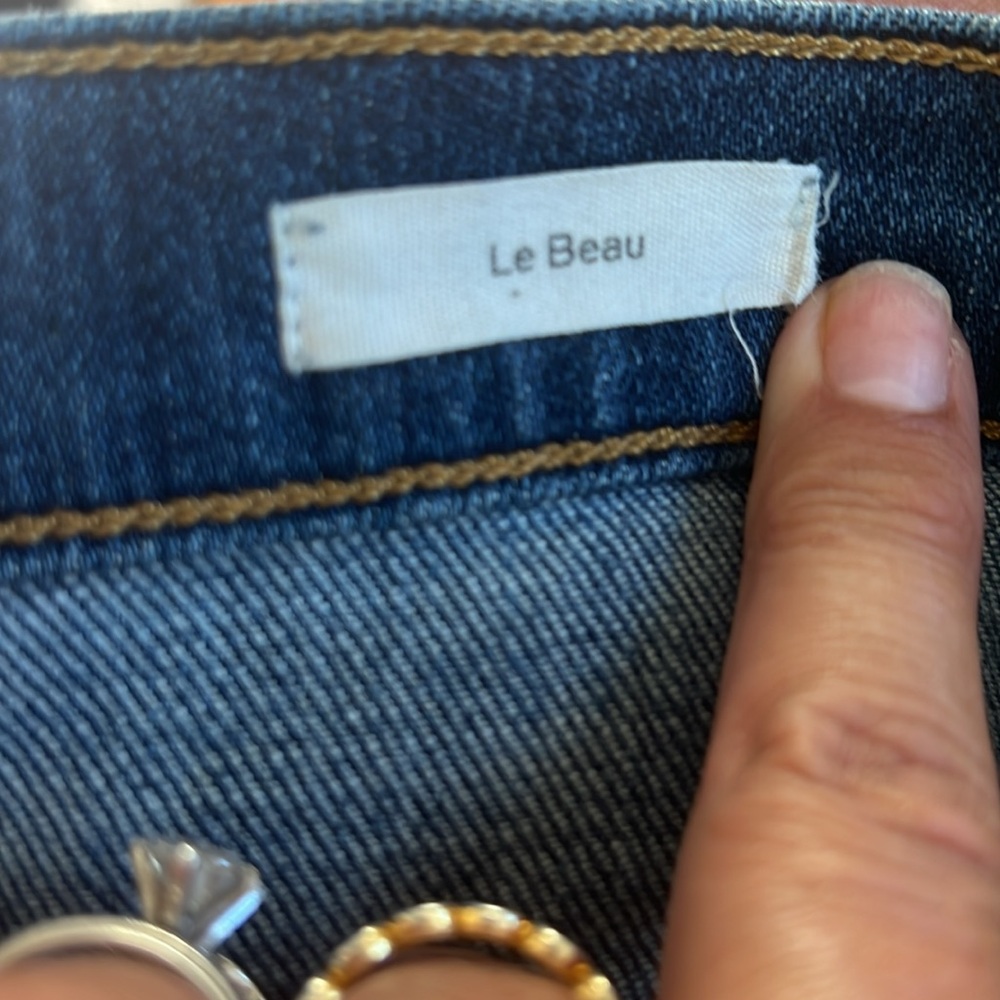 🕶️FRAME Denim Blue Le Beau Boyfriend Jean Burnside Wash Size 32 / 14 - Picture 5 of 8